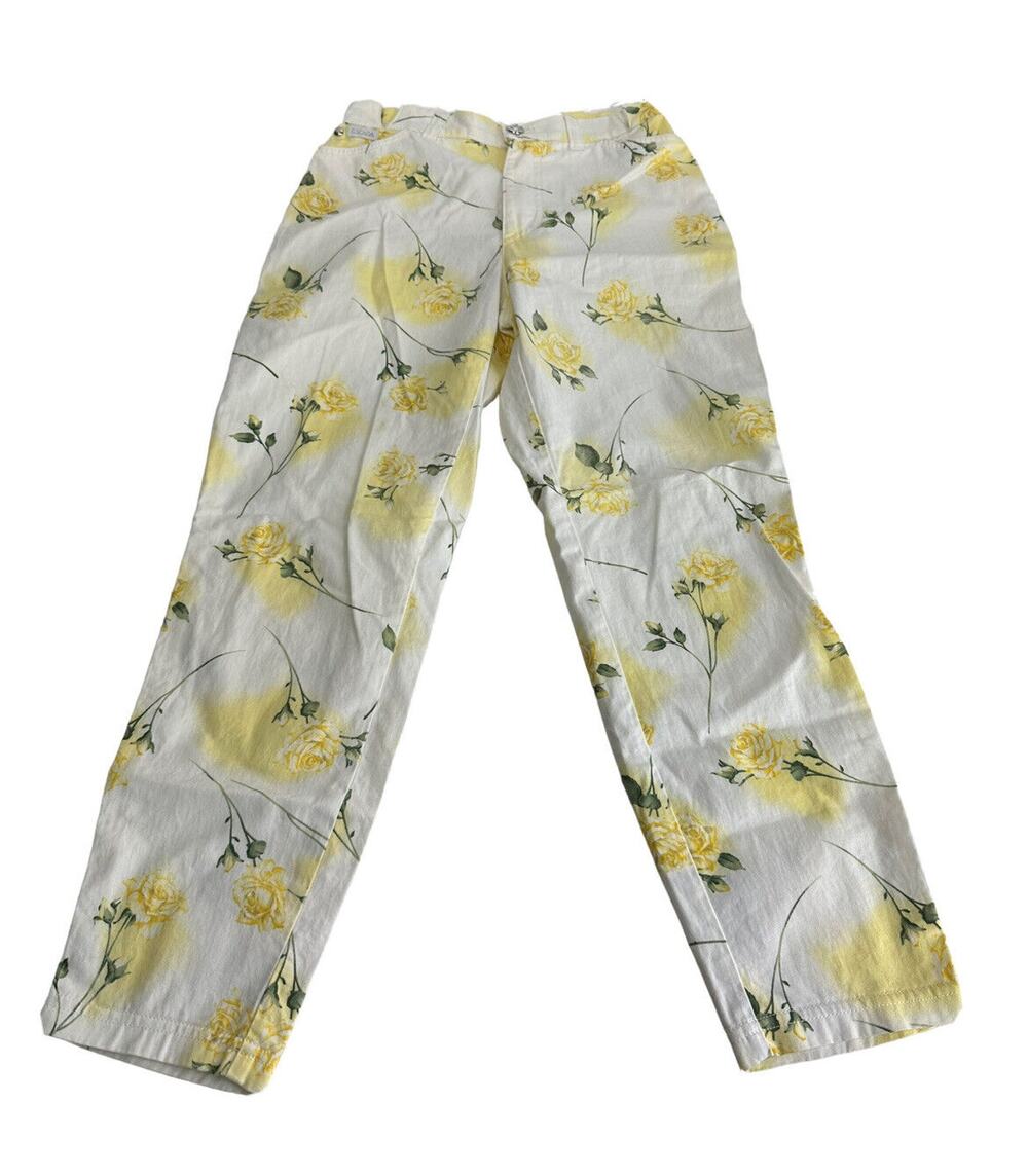 Escada floral pants trousers rose yellow green size 24